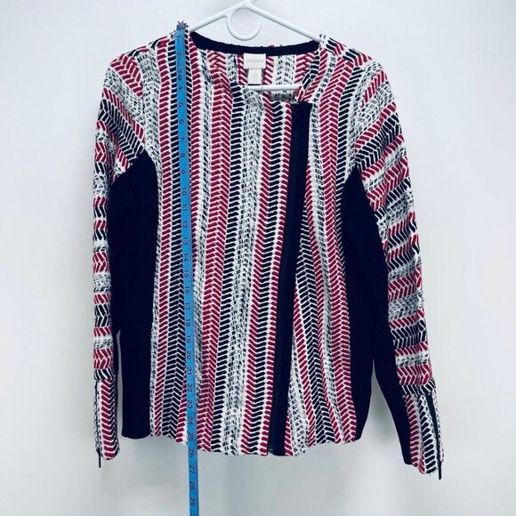 Chico’s Sweater Moto Jacket Size 1 Women’s Red White Black Pullover New - Picture 15 of 16